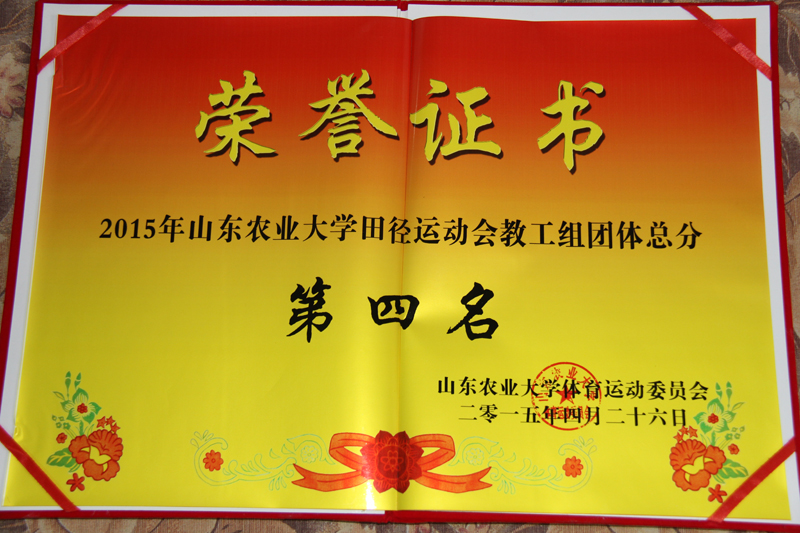 我院教工组团体总分荣获学校2015年田径运动会第四名